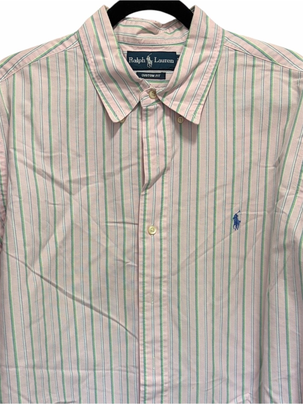 Ralph Lauren Pink Shirt with Green and Blue Stripes